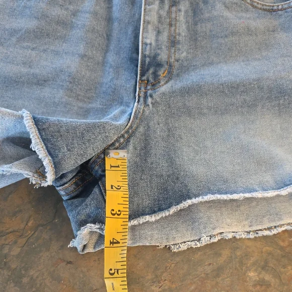 VENUS Light Blue Denim Jean Shorts with Rhinestone Side Trim - Picture 3 of 6